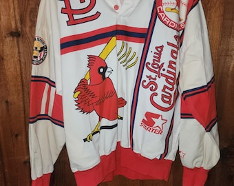 Vintage - St Louis Cardinals - XL starter polo longsleeve sportswear sweatshirt w/pockets