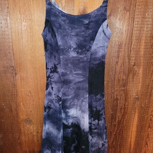 90's Sheer vintage tie-dye black and white spandex small dress image 2