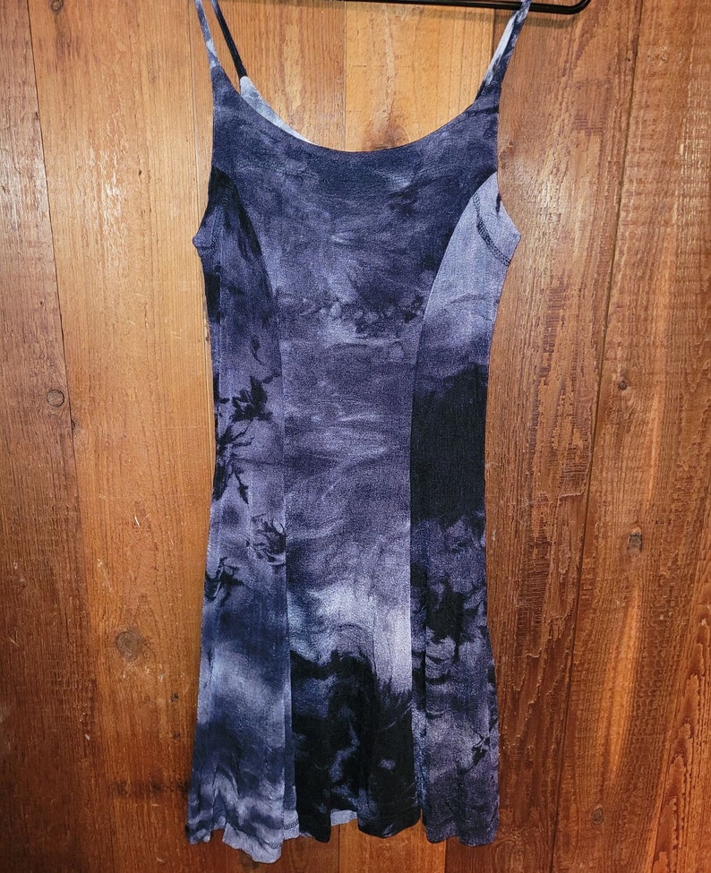 90's Sheer vintage tie-dye black and white spandex small dress image 2