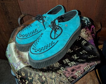vintage tuk baby blue creepers platform shoes size 9 women's/ size seven male