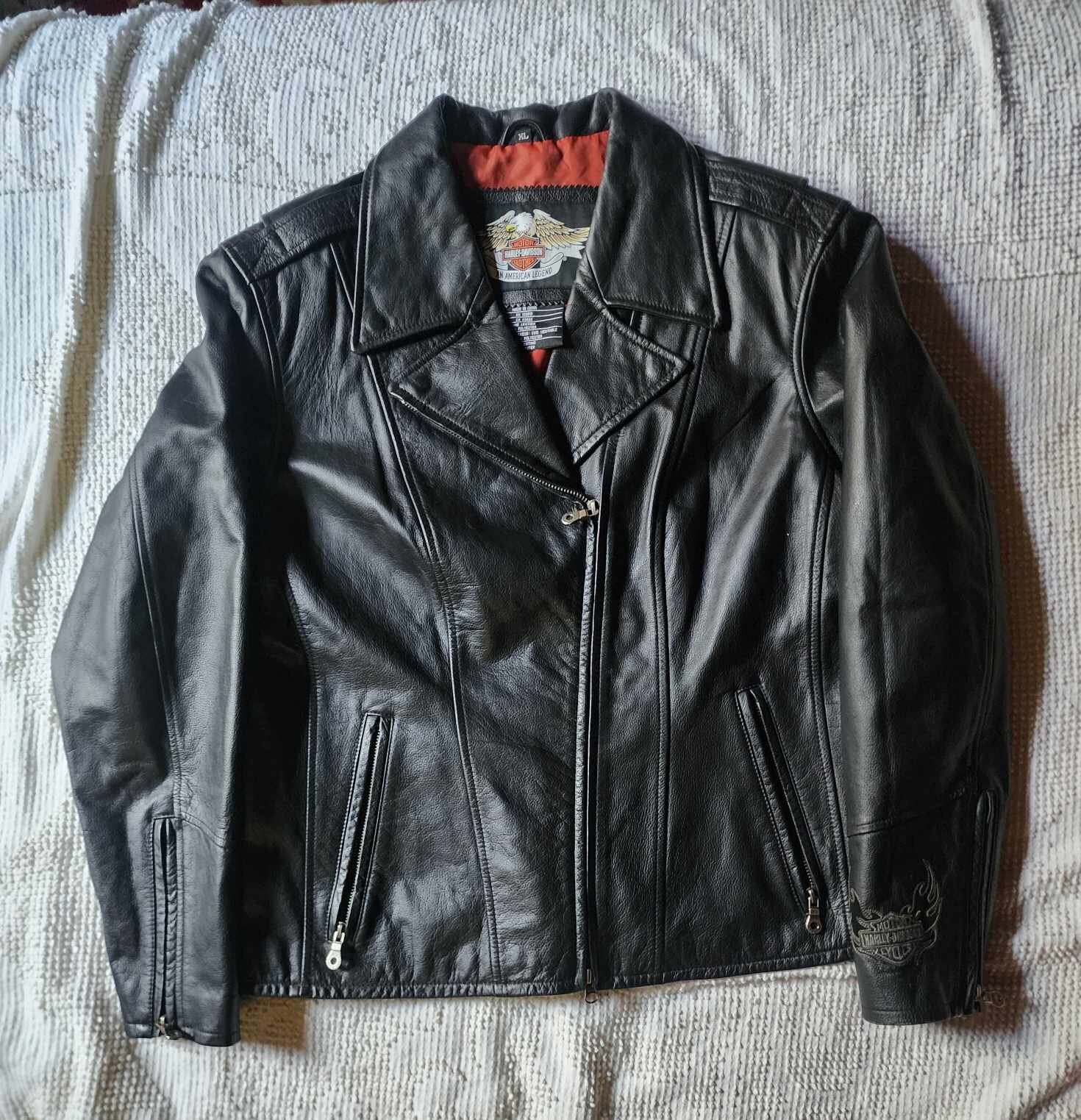 Harley Davidson -women's XL Leather Metal Beaded Vintage
