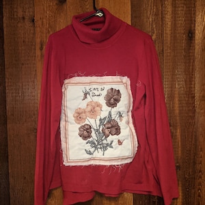 I am so tired &#39; DIY Quilted Punk / Alternative red XL turtleneck