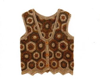 Crochet Patchwork  Waistcoat, PDF Pattern, Instant download, Womens Crocheted Waistcoat Pattern, Digital file Crochet Pattern