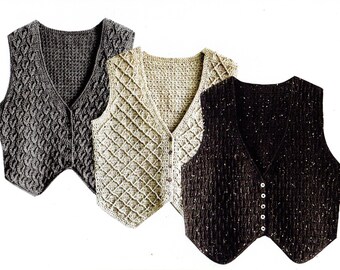 Crochet waistcoat, digital pattern, instant download, PDF file, THREE DESIGNS