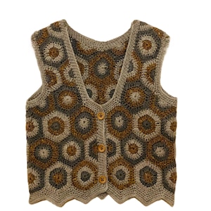 Patchwork Weste häkeln, PDF Muster, Sofort download, gehäkelte Weste Muster, Digitale Datei Häkelanleitung