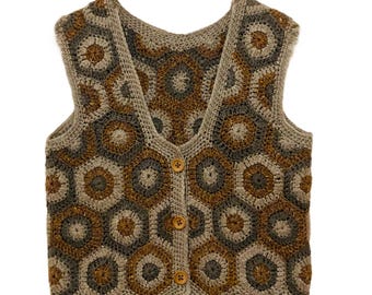 Chaleco de ganchillo patchwork, patrón en PDF, descarga instantánea, patrón de chaleco de ganchillo para mujer, archivo digital