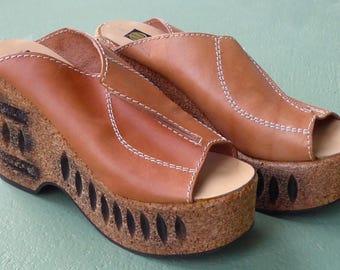super coole original vintage PIA SWITZERLAND Kork Plateau Sandalen - 41