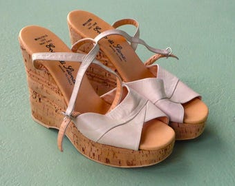 Sandalias de plataforma de corcho originales vintage de ENZO DI SIENA, súper chulas - talla 41