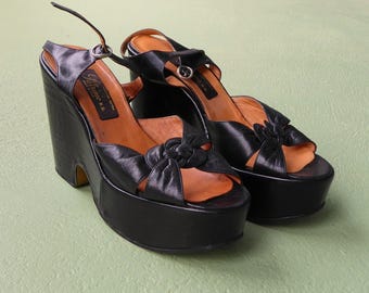 Supercoole, zeer zeldzame, originele vintage platformpumps uit de jaren 90 van PATRIZIO ITALY CREAZIONI - maat 41 - gemaakt in Italië
