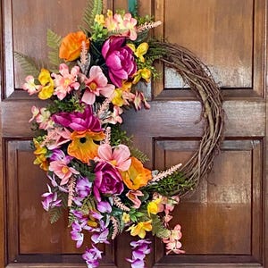 Tropical wreath, nautical wreath, summer wreath, front door wreath, beachhouse wreath, tropical flowers.