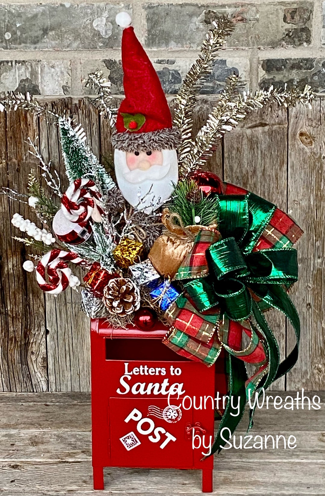 Santa Mailbox Christmas Decorations Mailbox Christmas Etsy Mailbox Christmas Decorations