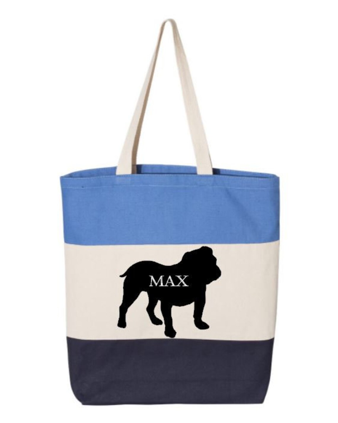 Bulldog Canvas Tote Personalized Bulldog Bag Customized Dog Etsy