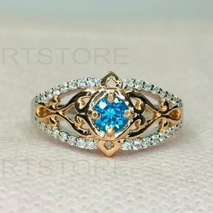 Enchanted Disney Fine Jewelry Enchanted Disney Swiss Blue Topaz & Diamond Jasmine Ring In Yellow Gold Plated Over 925 Sterling Silver 7053