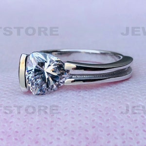 935 Silver Ring, Fancy Trillion Cut Ring, 925 Sterling Silver Ring, Gift For Her, Split Shank Ring, White Gold Ring, Bar Set Ring, 2256