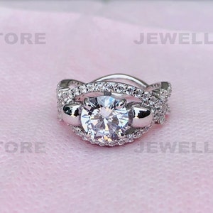 Gothic Zwei Schädel Ring, Moissanit Ring, Schädel Verlobungsring Ehering, Schädel Nerdy Ring, Lab Diamantring, Geschenk Ring, 3119