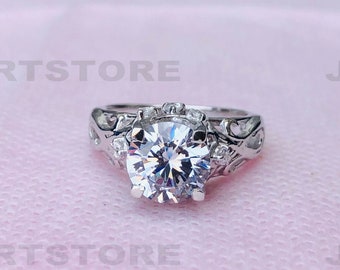 1890s Old European Diamond Antique Edwardian Ring, Art Deco Engagement Ring, 935Argentium Silver Ring, Vintage Ring, Mid Century Ring, 5793