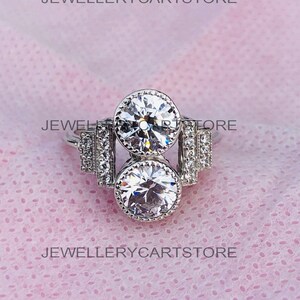 1890's Antique Edwardian 3Ct Round Cut Diamond Engagement Ring 935 Argentium Silver, Estate Vintage Engagement Ring, Mid Century Ring, 2856