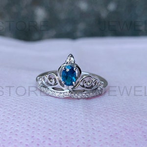 Verzauberter Disney Fine Jewelry Aschenputtel Diamant und London Blau Topas Wagen Ring, massiver Sterling Silber Ring, Geburtstagsgeschenk, 6157