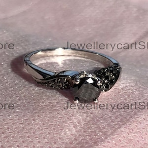 Enchanted Disney Villains Maleficent 1 CT. T.W. Enhanced Black Diamond Engagement Ring in 14K White Gold Finish, Birthday Gift, 5811