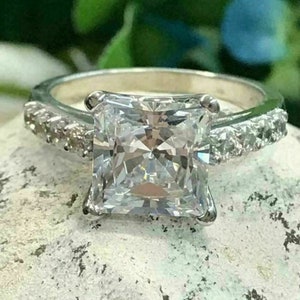 Princess Cut Diamond Ring, 935 Argentium Silver Ring, Moissanite Ring, 925 Sterling Silver Ring, Engagement Ring, White Gold Ring, 6330