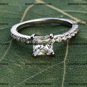 White Gold Princess Cut Engagement Ring, Princess Moissanite Ring, Forever One Princess Cut Ring, Lab Diamond Square Cut Promise Ring, 5157