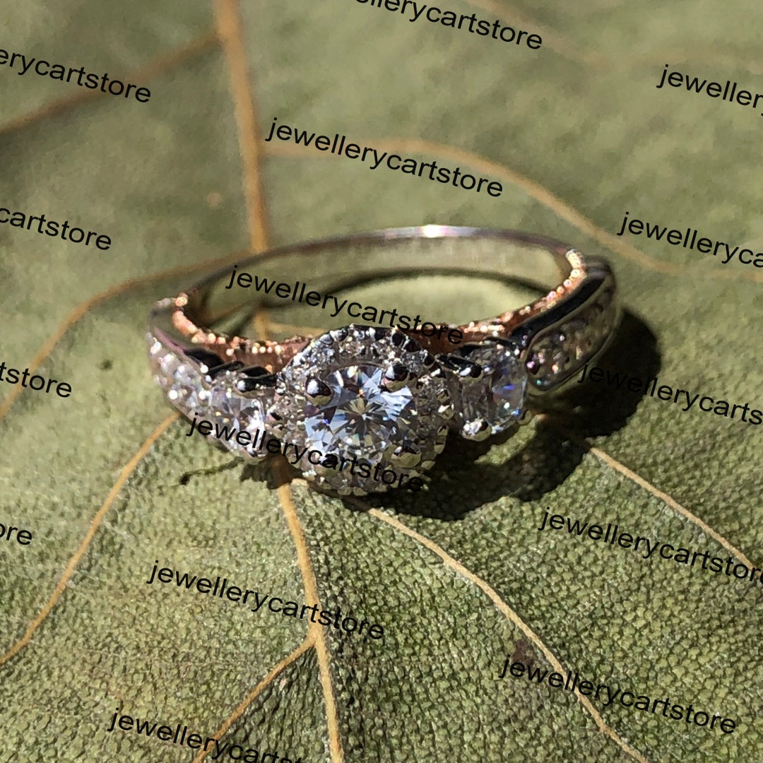 Bague de fiançailles en argent sterling bicolore rhodié 5810