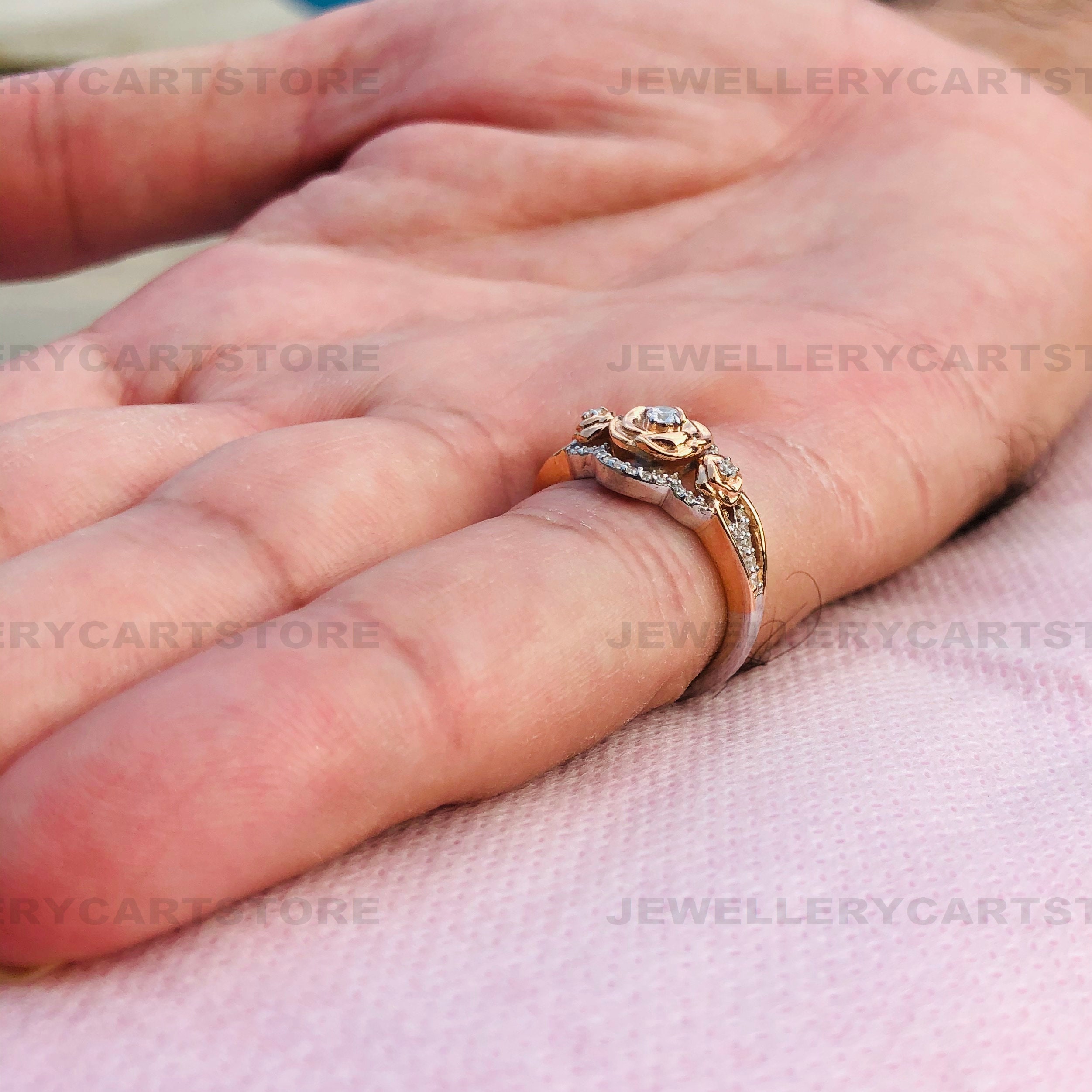 Lab Diamond Ring Flower Rose Birthday Gift Ring Enchanted Etsy