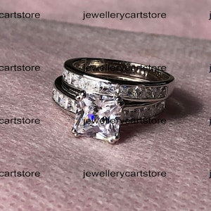 4 CT Briliant Cut White Diamond Ring Women&#39;s Engagement Wedding Ring With Band Solid 925 Sterling Silver Anniversary Bridal Gift Ring