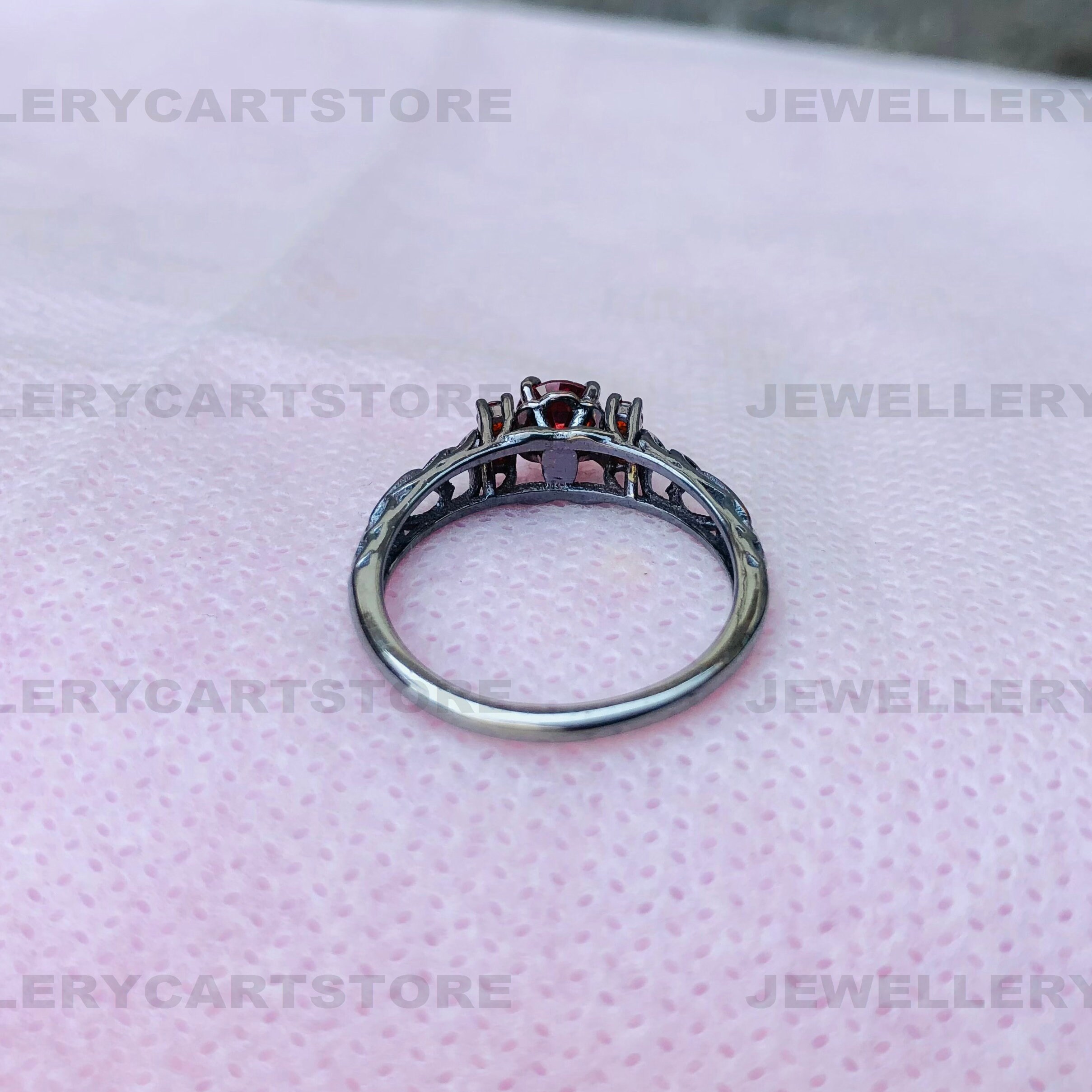 Gothic Black Ring Red Ring Punky Style Black Ring Etsy