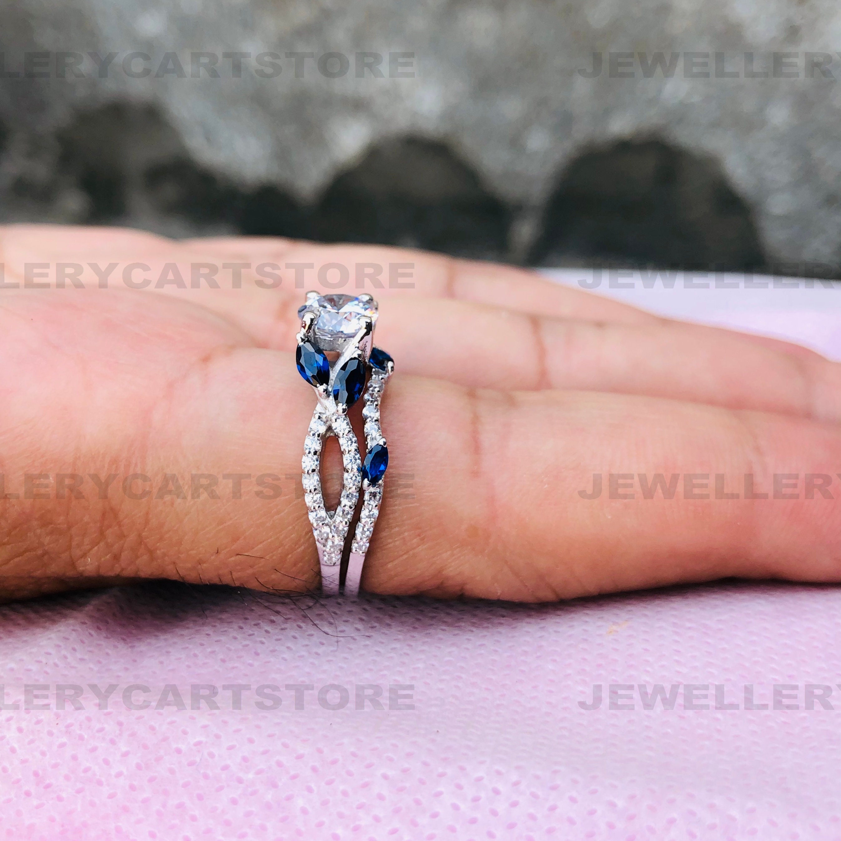 Engagement Wedding Bridal Ring Set Lab Diamond Ring Set Etsy
