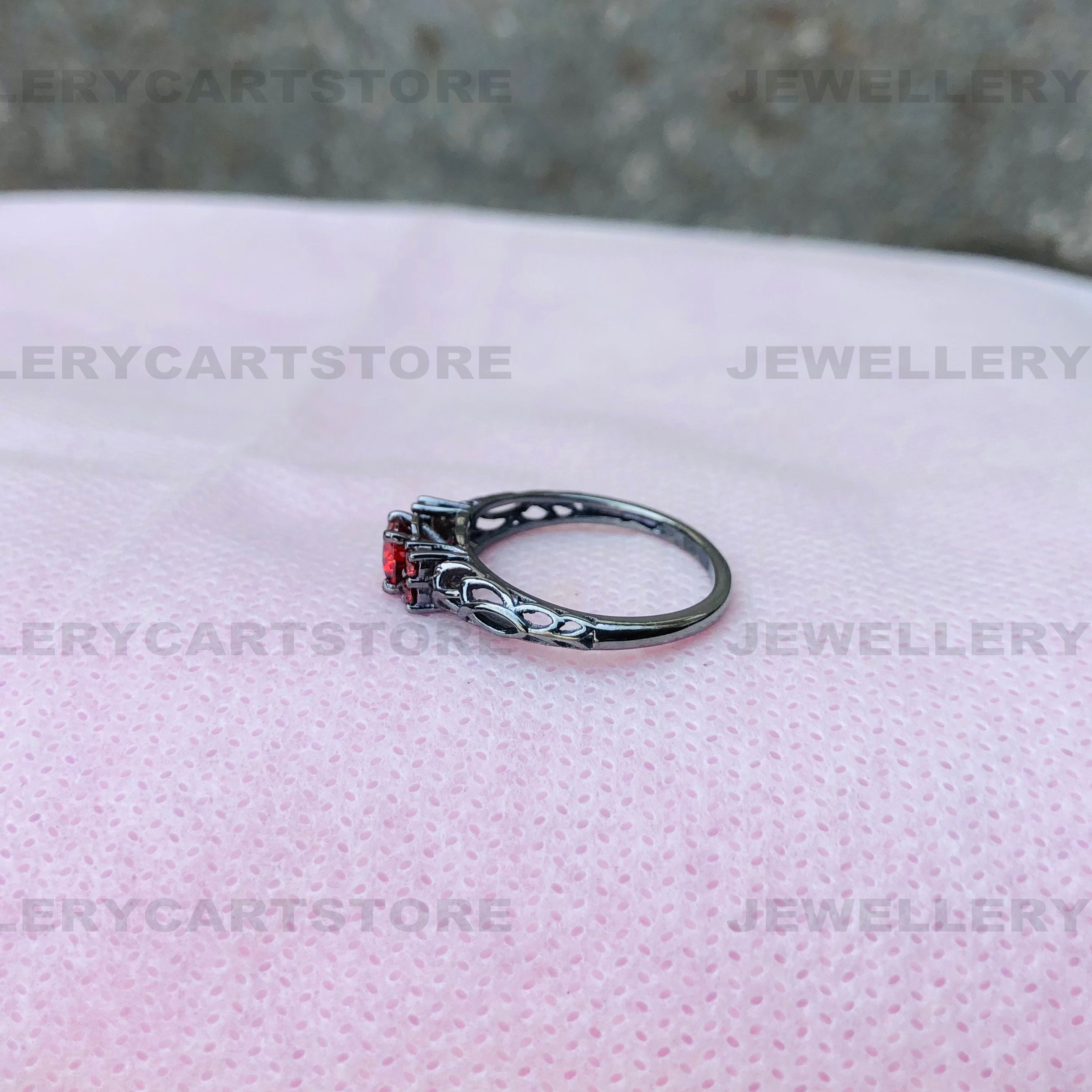 Gothic Black Ring Red Ring Punky Style Black Ring Etsy