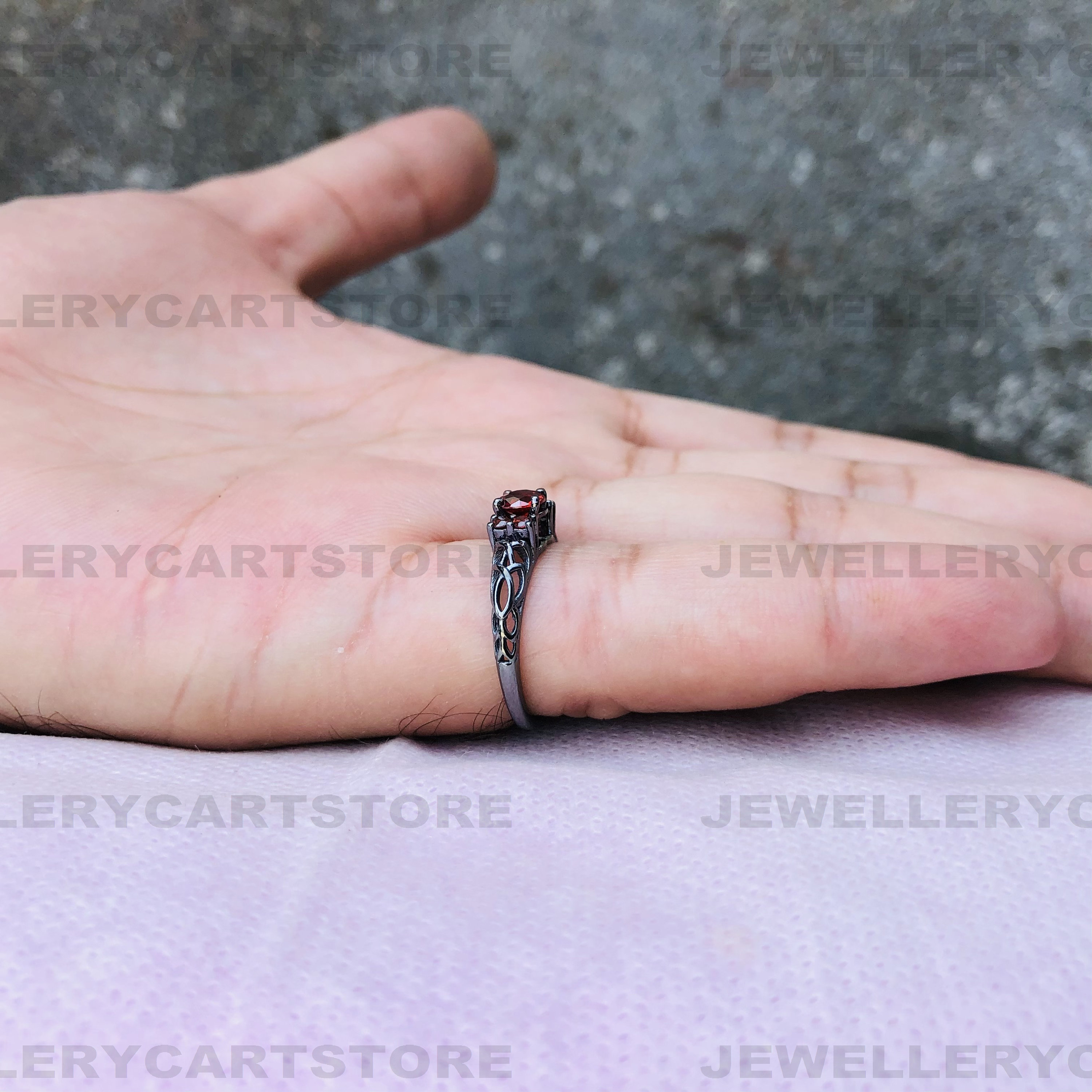 Gothic Black Ring Red Ring Punky Style Black Ring Etsy