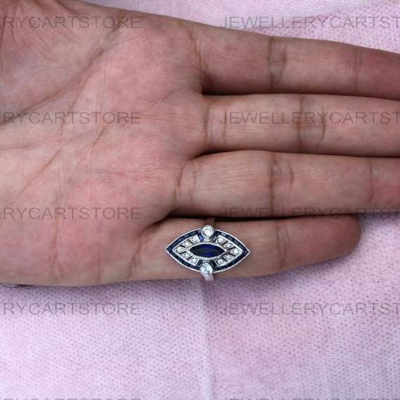 1890s Marquise Cut Sapphire Iconic Retro Vintage Target Wedding