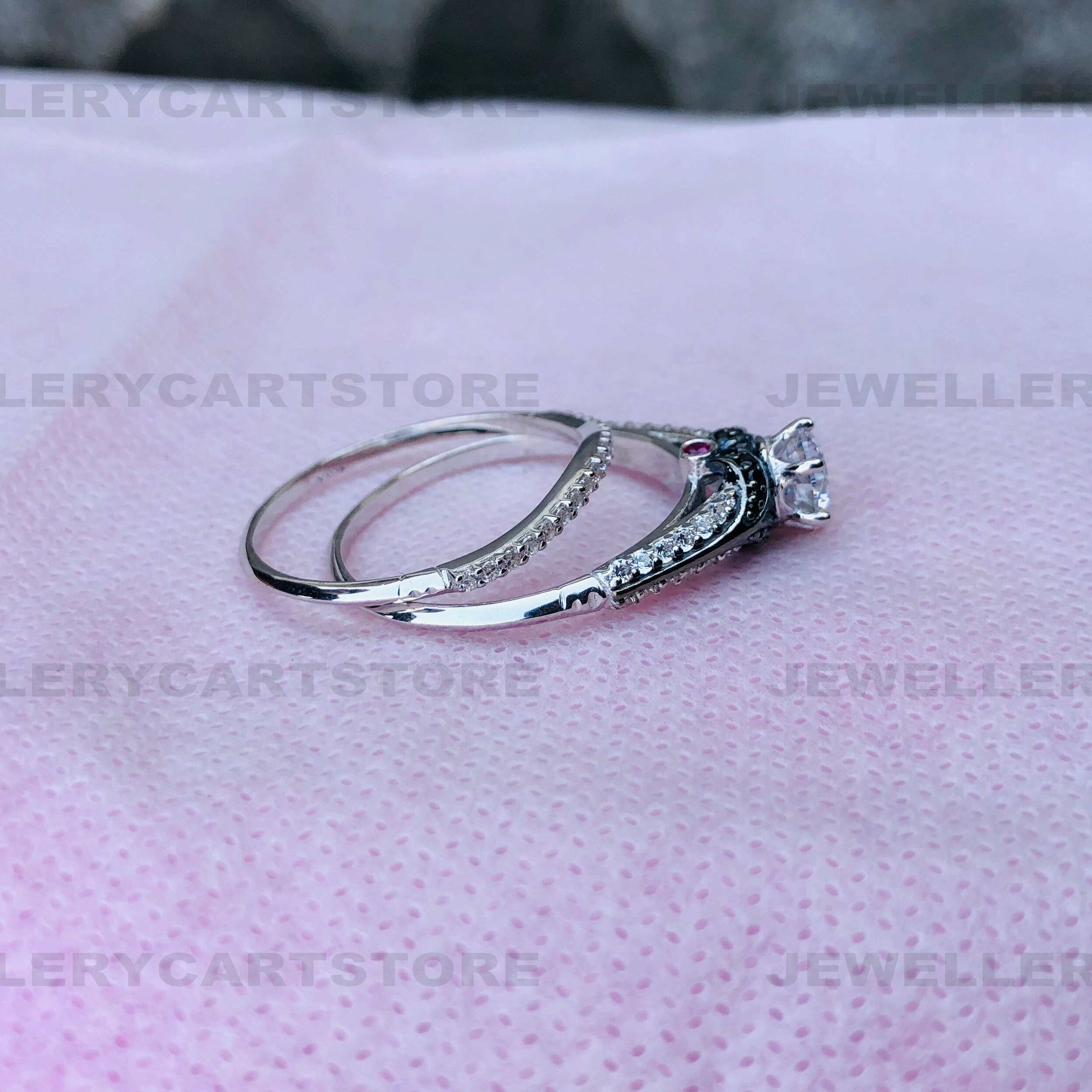 Enchanted Villains Evil Queen Round Diamond Engagement Ring Set ...
