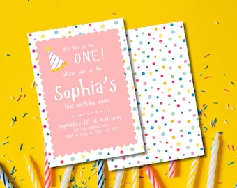 It’s Fun To Be One Invitation Template - 5x7 for a Whimsical First Birthday Party