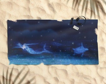 Beautiful Mind in the Deep Night Poetic Beach Towel