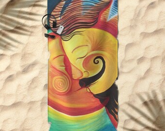 The Kiss between the Sun and the Moon Beach Towel