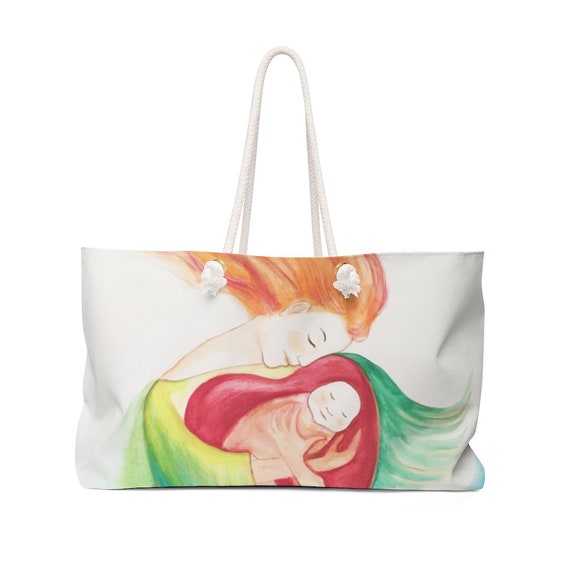 An Angel Embracing New Life With Tenderness Ethereal Weekender Bag