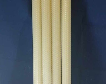 4 x 100% PURE beeswax PILLAR CANDLES Eco-friendly candles Handmade candles (size: 40cm x 2.5cm)mass weddings church babtism. 4 white candles