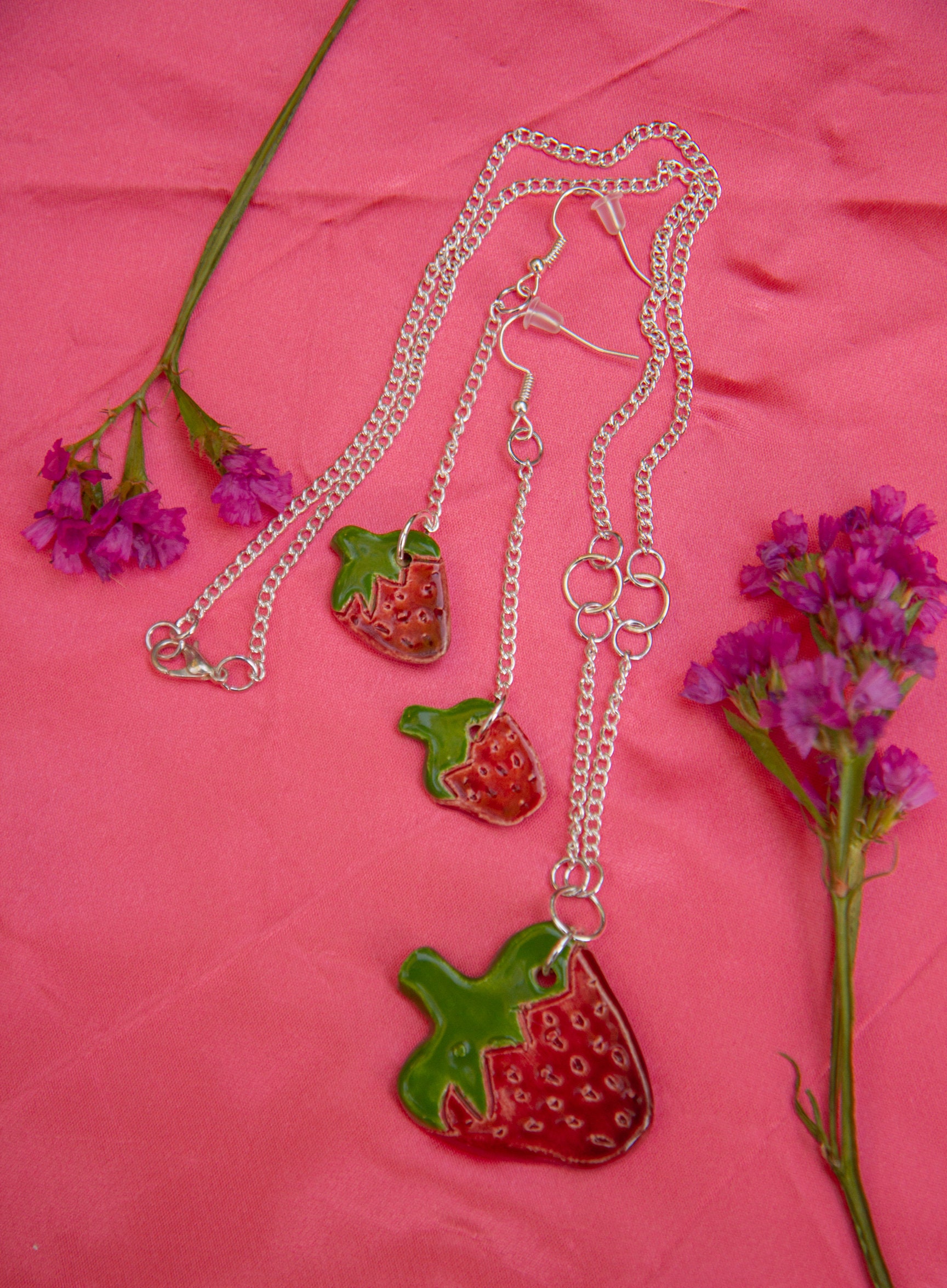 Strawberry Necklace Etsy
