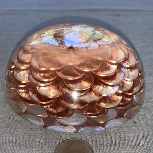 Peso de papel Lucite Copper Penny 1969 - Grande 4,5&quot;