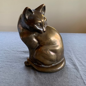 Brass Siamese Cat Sculpture