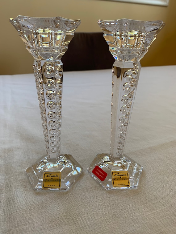 Pair Noritake Crystal Candlesticks