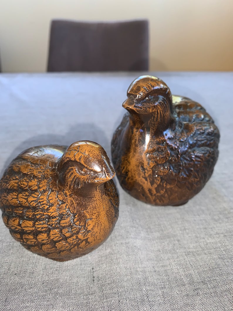 Pair of Metal Quail Figurines Otagiri Made in Japan Etsy