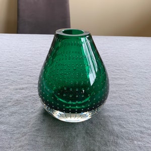 Carl Erickson Smaragd Bubble Glass Vase Buchstütze (Einzel) c. 1960er Jahre