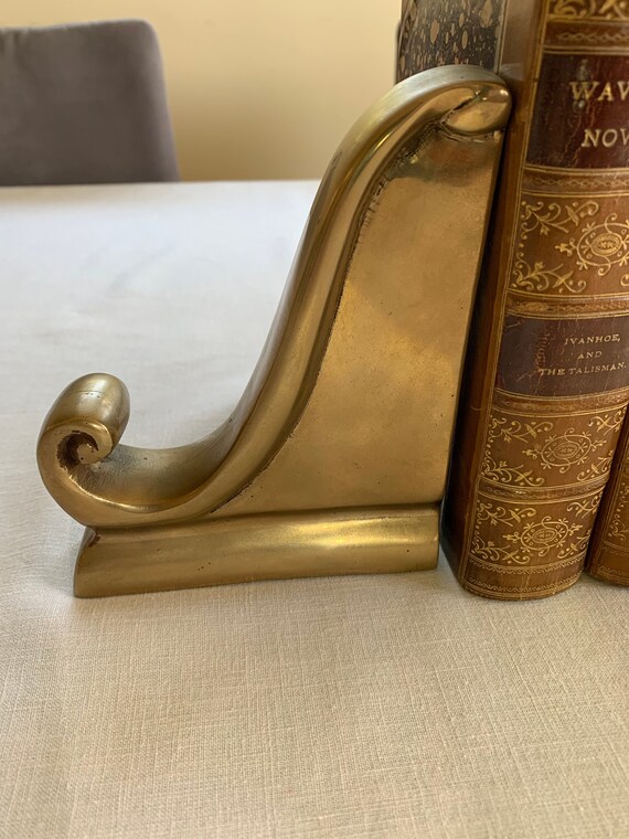 Solid Brass Scroll Bookends Etsy