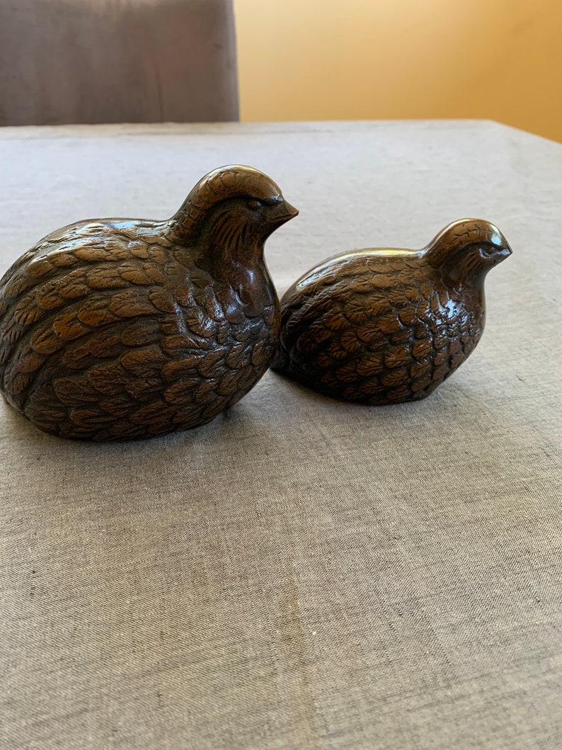 Pair of Metal Quail Figurines Otagiri Made in Japan Etsy