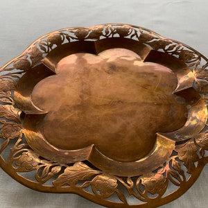 Copper Plate with Openwork Border Morocco  Mid Century