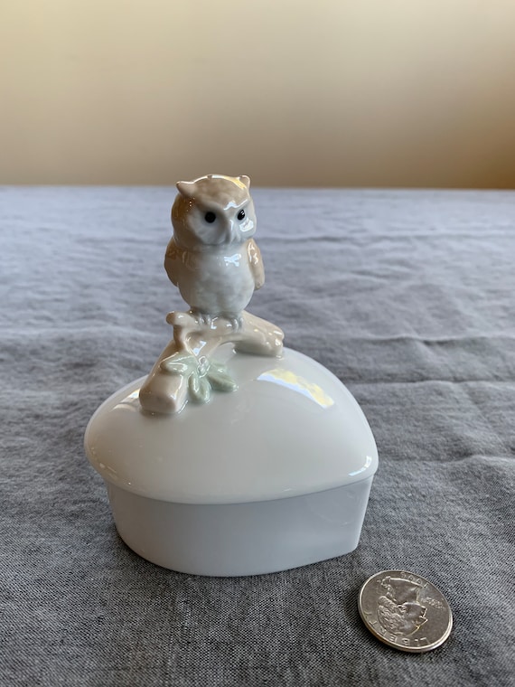 Owl Porcelain Heart Box