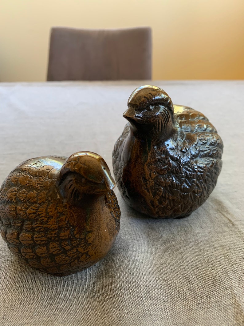Pair of Metal Quail Figurines Otagiri Made in Japan Etsy